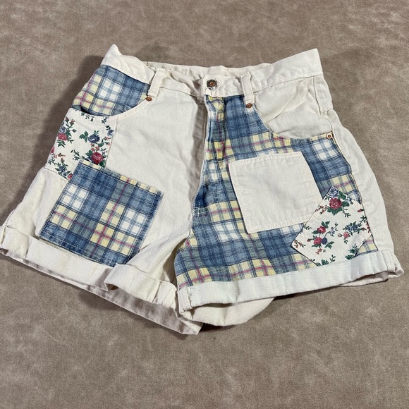 Michael G Patch Floral White Jean Shorts Made in USA sz 9 - Picture 1 of 7